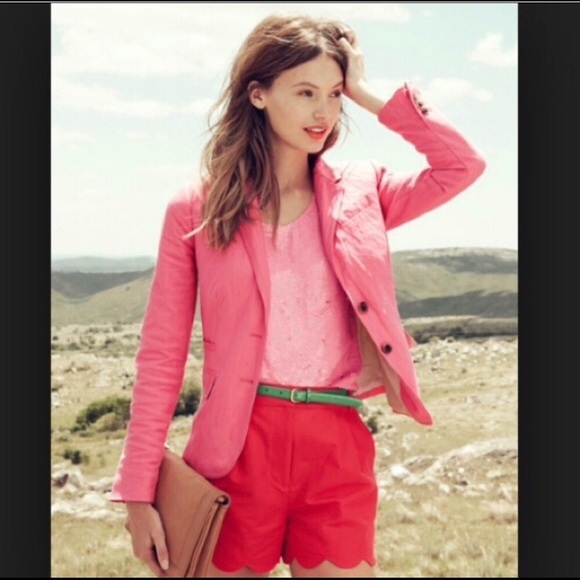 J. Crew Factory Pink school boy linen blazer - Picture 1 of 7